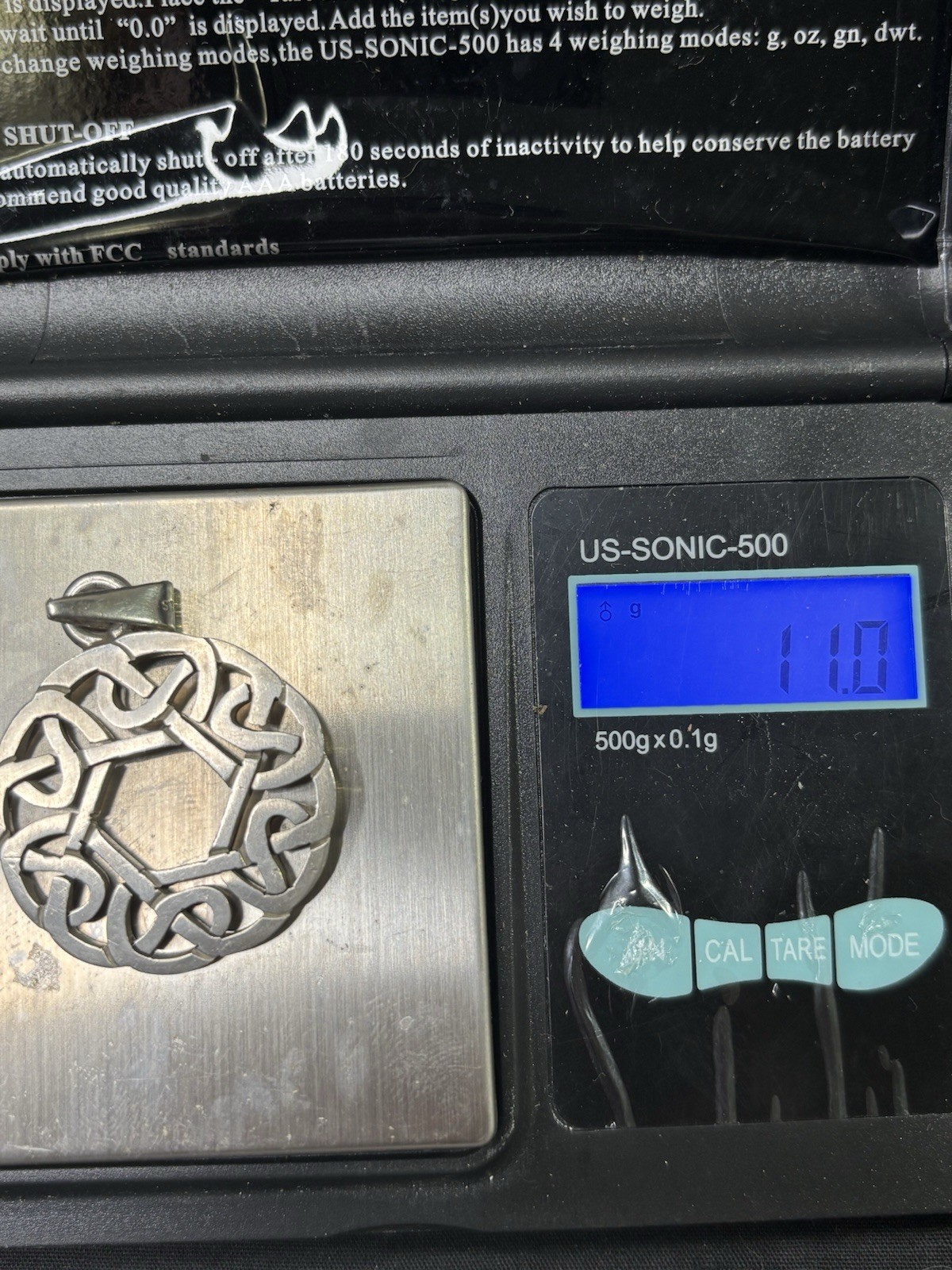 VTG 925 Sterling Silver Male Or Female Round Openwork Design Celtic Knot Pendant