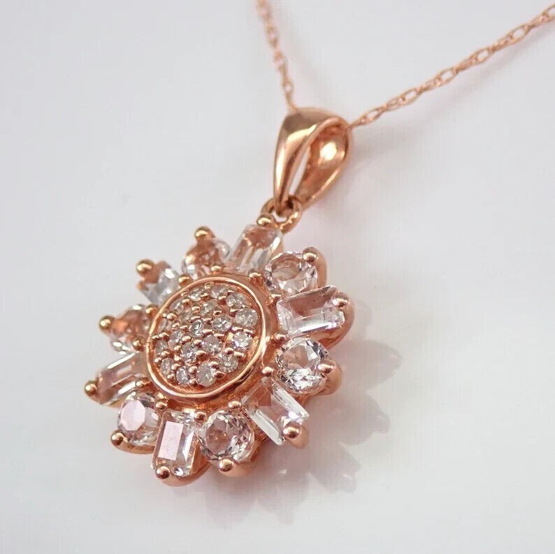 0.75Ct Round Natural Moissanite Women’s Pendant 14k Rose Gold Plated Silver