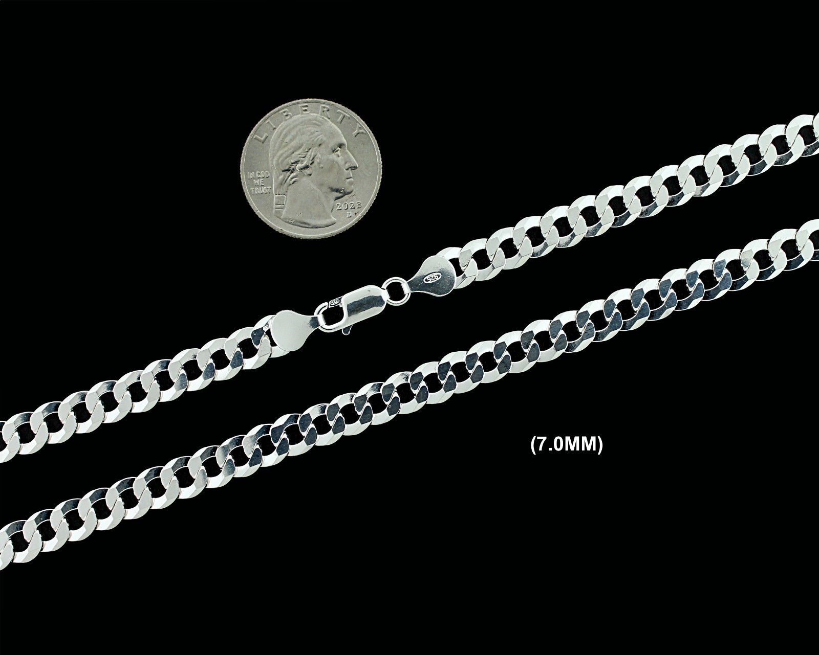 Real SOLID 925 Sterling Silver CURB CUBAN Chain Necklace or Bracelet Mens Womens