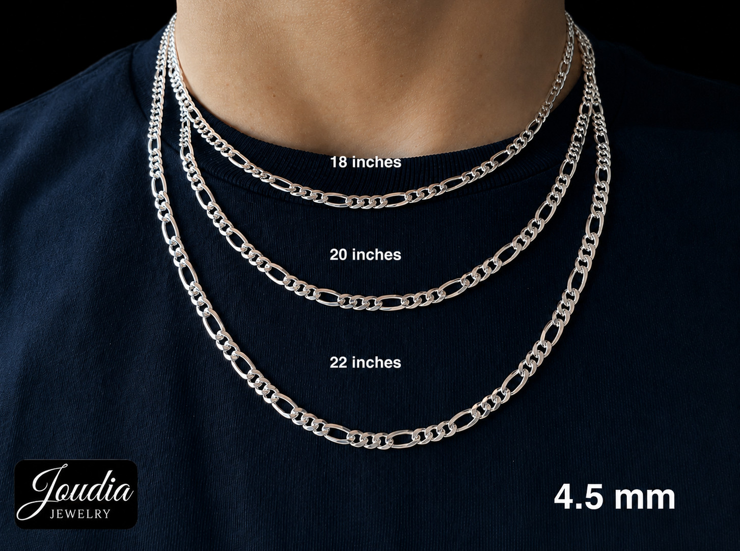 925 Sterling Silver Figaro Chain Necklace Italian Link Chain Men Women Gift
