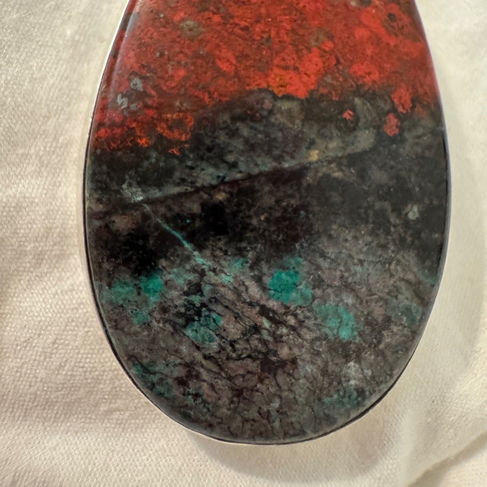 Natural Sonora Sunset Teardrop Pendant 925 Silver – Chrysocolla Cuprite Tenorite
