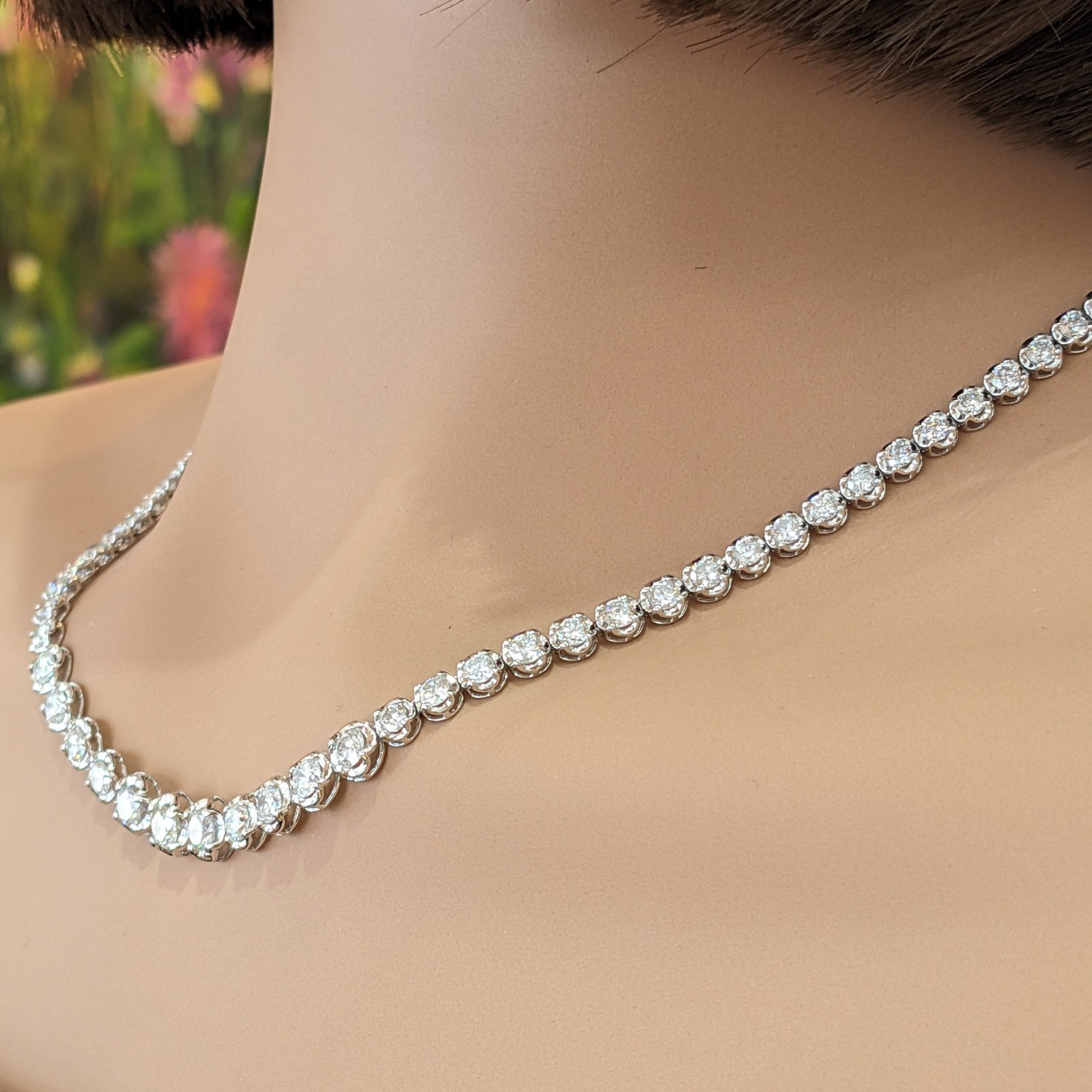 10.01 cttw Natural Diamond Graduated Tennis Necklace in Platinum – HM2816ZI