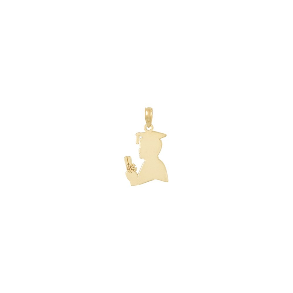 10k Yellow Gold Polished Male Graduation Profile Charm Pendant Gift for Women
