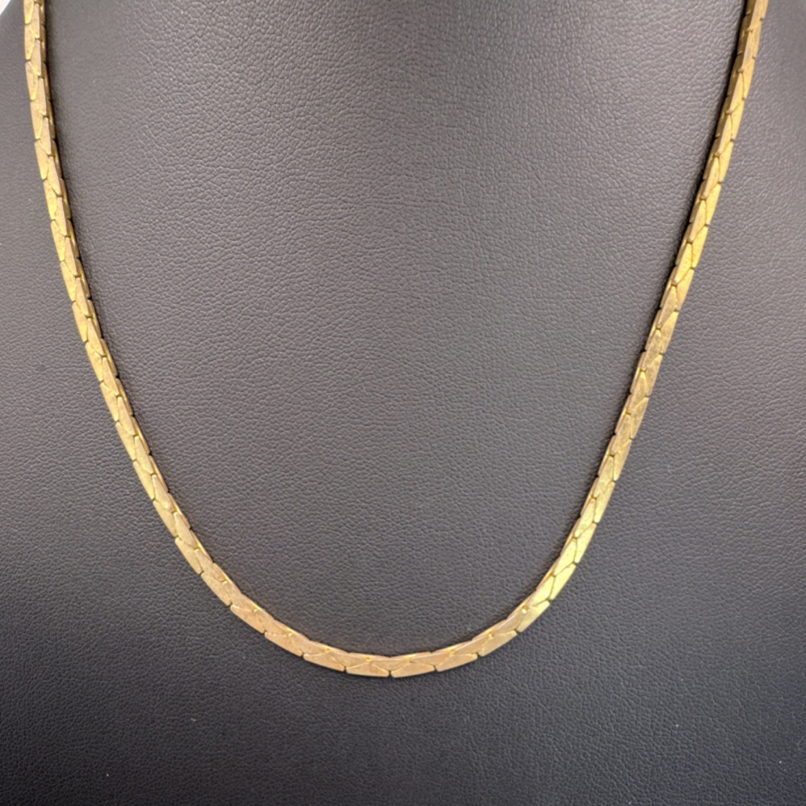 Vintage Korean Gold Plated Yellow Gold Cobra Herringbone Chain
