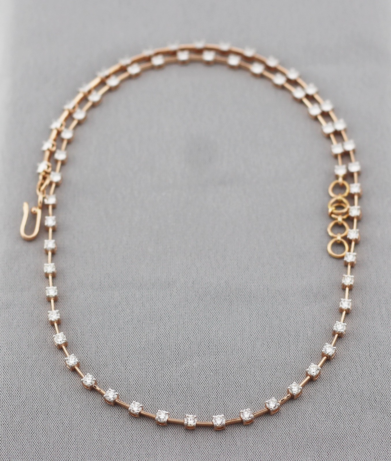 14k Rose Gold 2.25ct Diamond Tennis Necklace