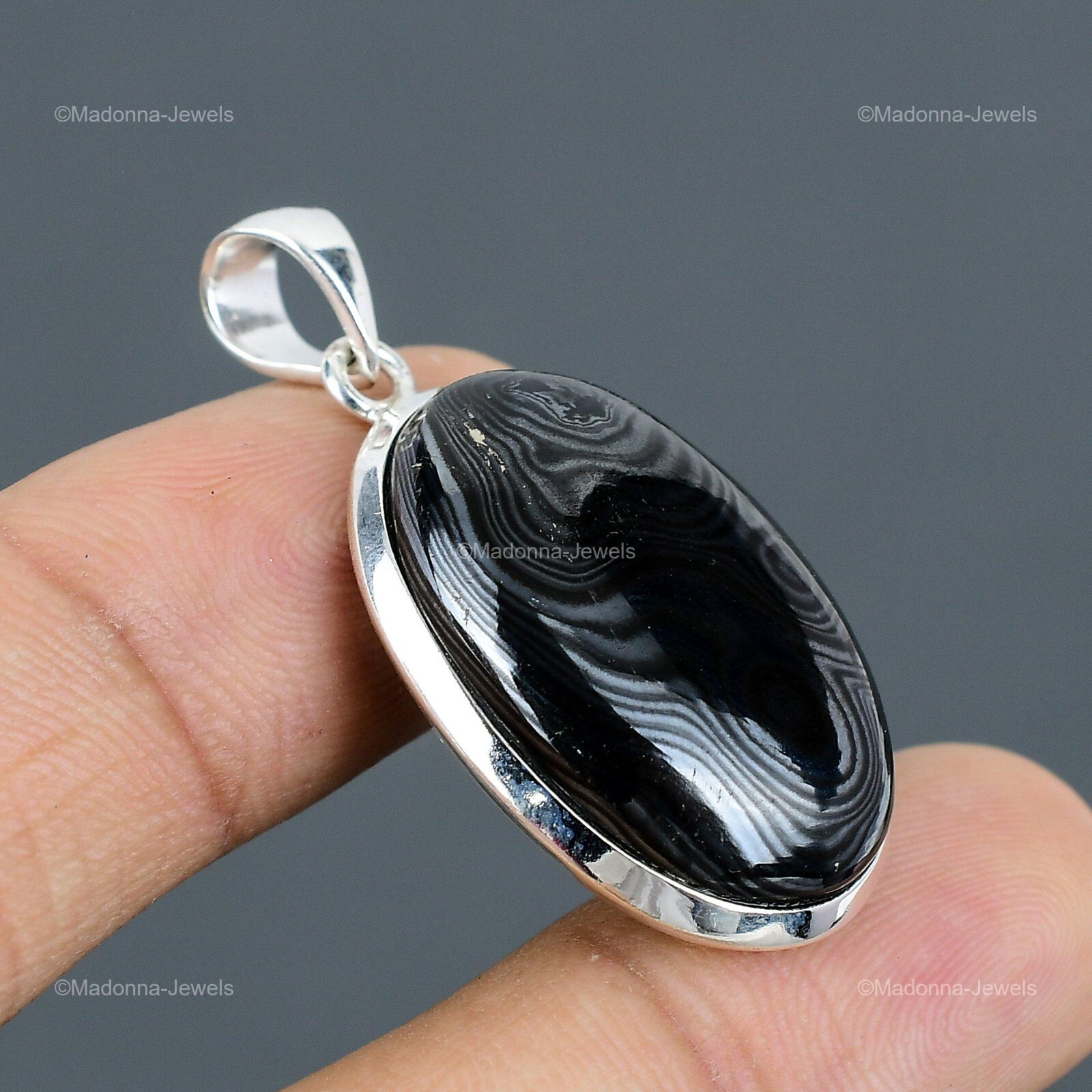 Valentines Deal Psilomelane Gemstone Sterling Silver Engagement Birthday Pendant