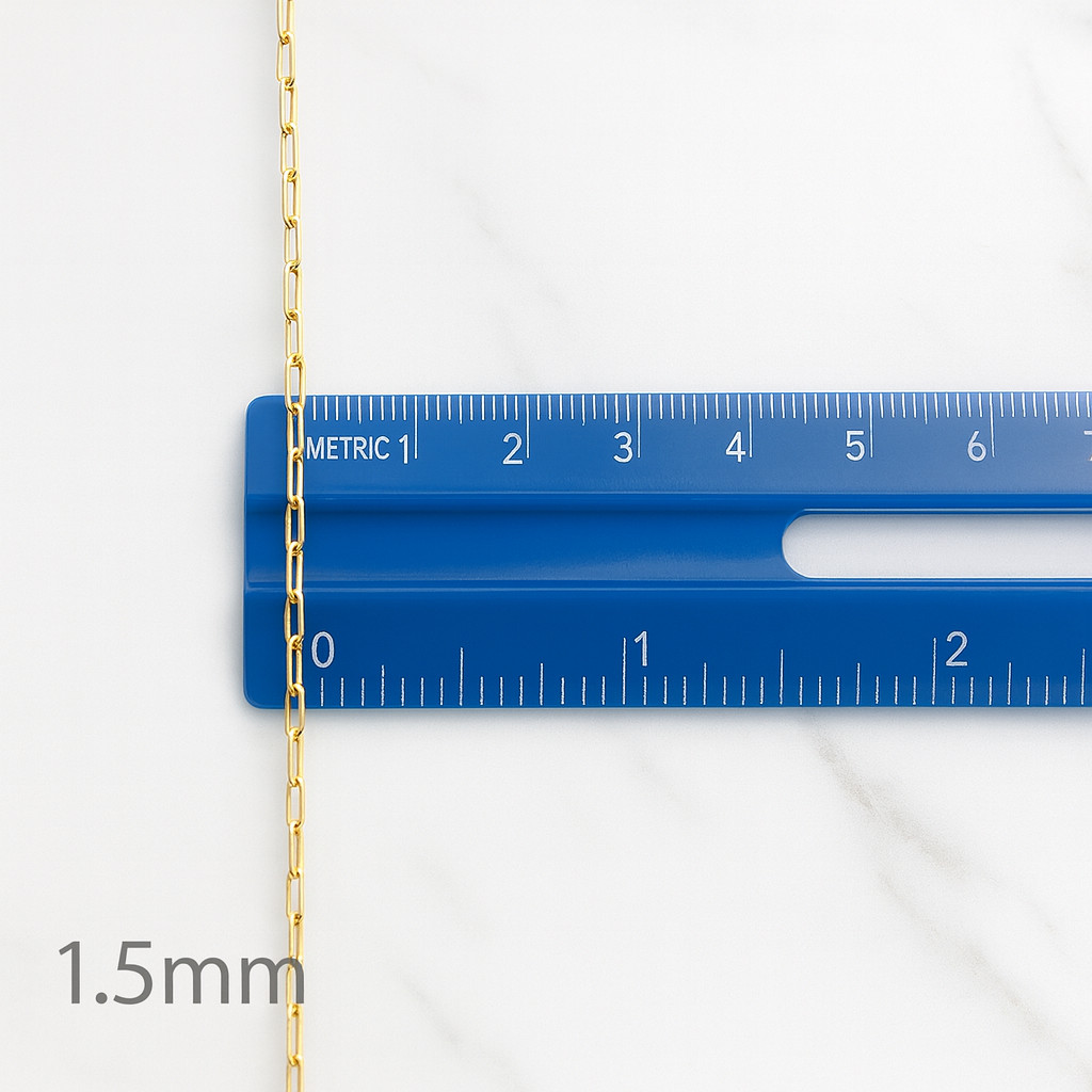 14k Gold Chain 1.5mm Solid Necklace Paper Clip Chain 14″ 16″ 18″ 20″ Fine Fancy