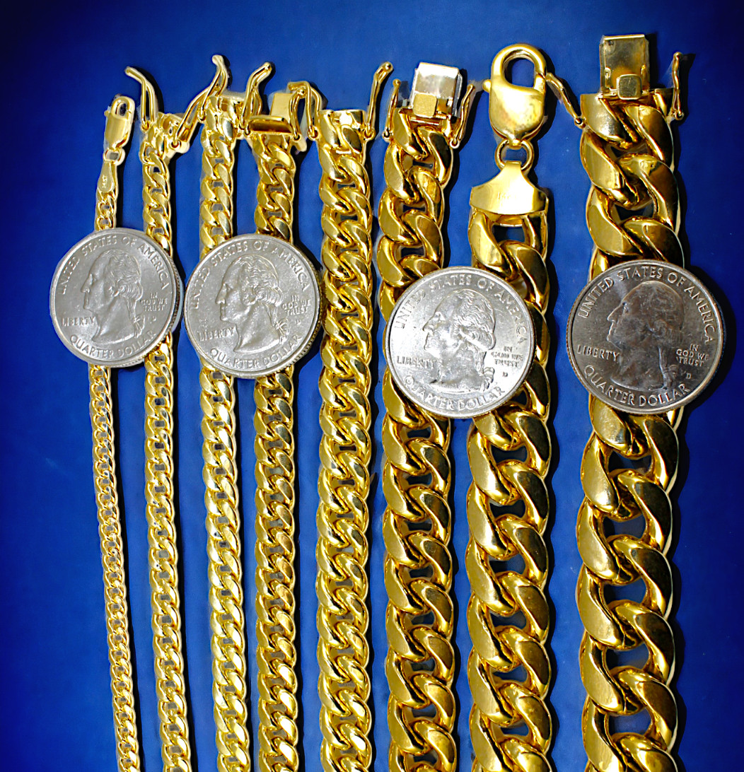 14K Yellow Gold 3mm-15mm Miami Cuban Link Chain Necklace All Sizes Real 16″-30″