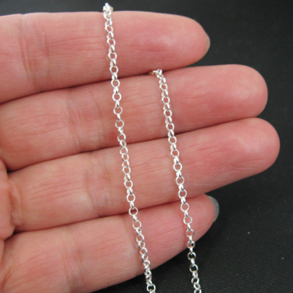 Solid Sterling Silver 2mm Rolo Necklace Chain with ITALY TAG (All Sizes)