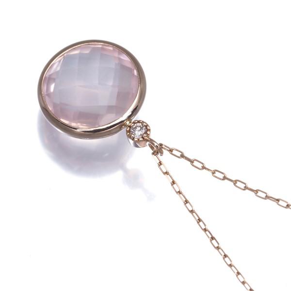 Necklace Rose Quartz Diamond 10K 416 Rose Gold