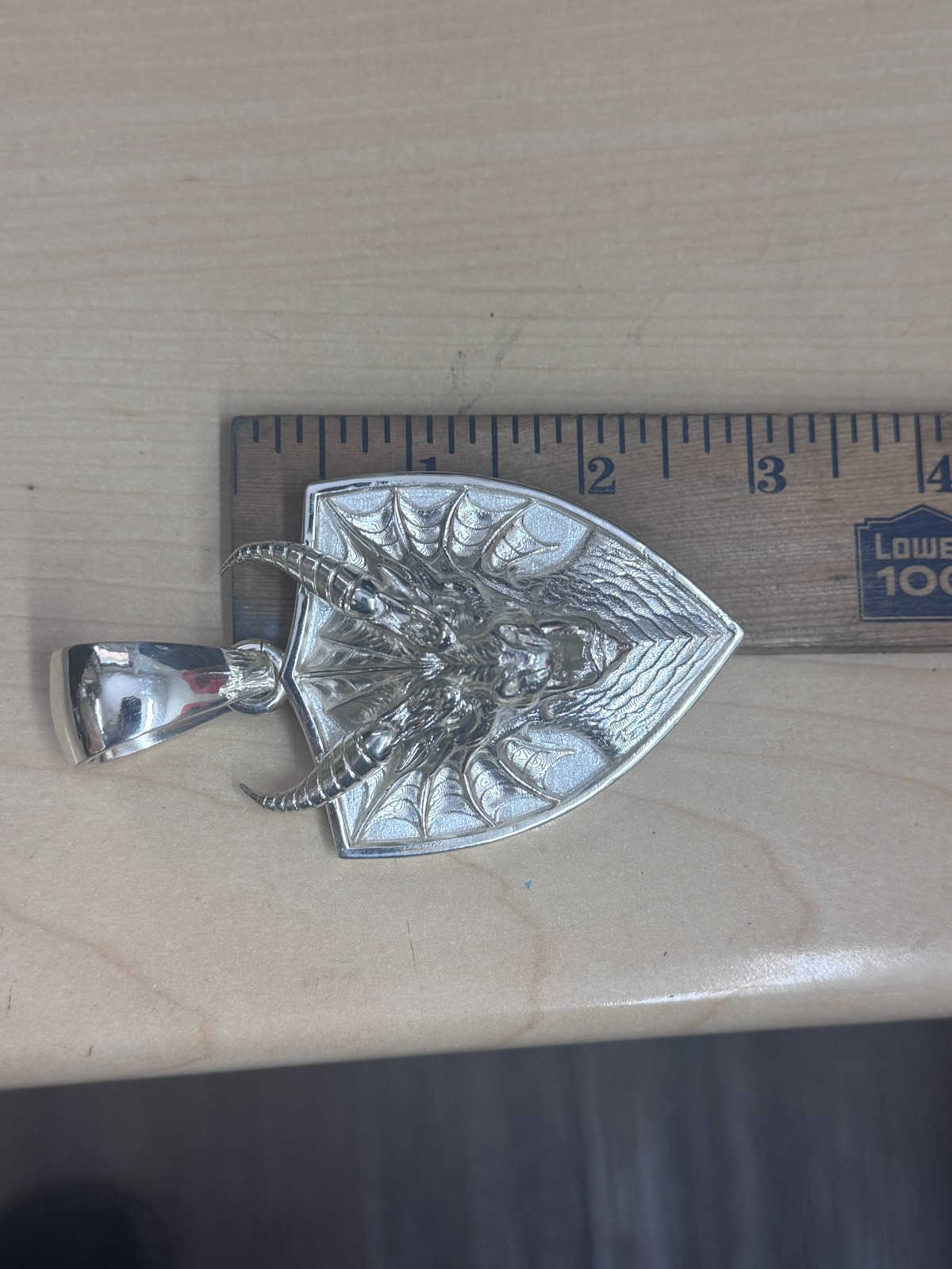 Dragon Shield Gallery Pendant 94.5g Solid Sterling Silver 925
