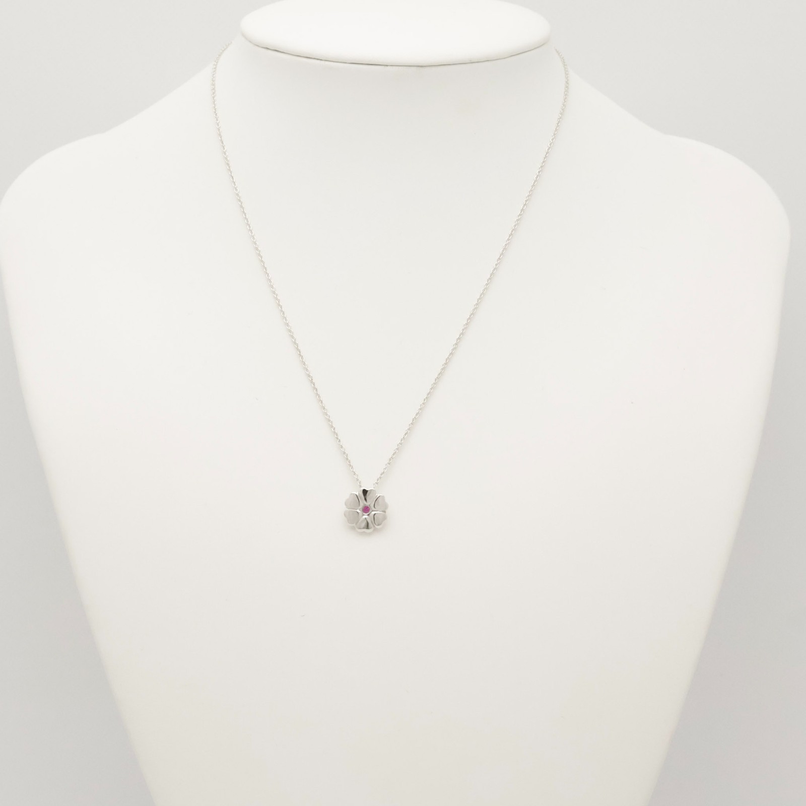 Authentic Tiffany & Co. Crown of Heart Pink Sapphire Necklace 16″ Silver w/Pouch