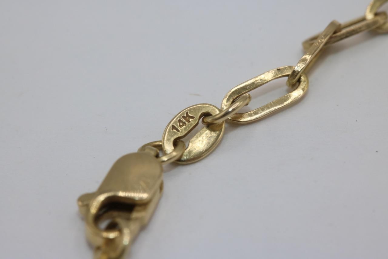 Fine 14K Yellow Gold 3mm Paperclip Link Chain Necklace 18″ Long