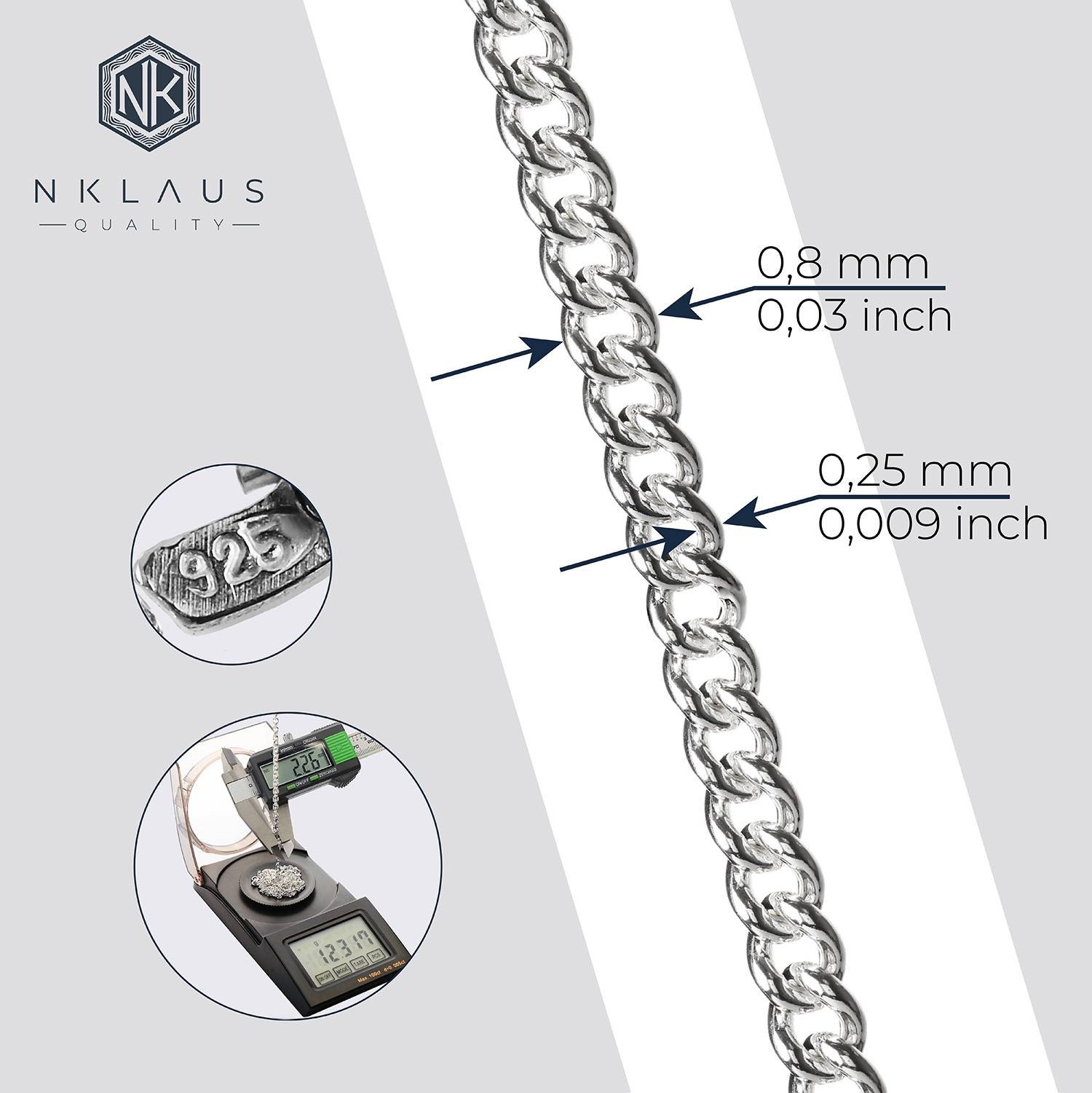 Necklace 70cm thin curb chain 925 silver necklace 0.8mm wide silver chain
