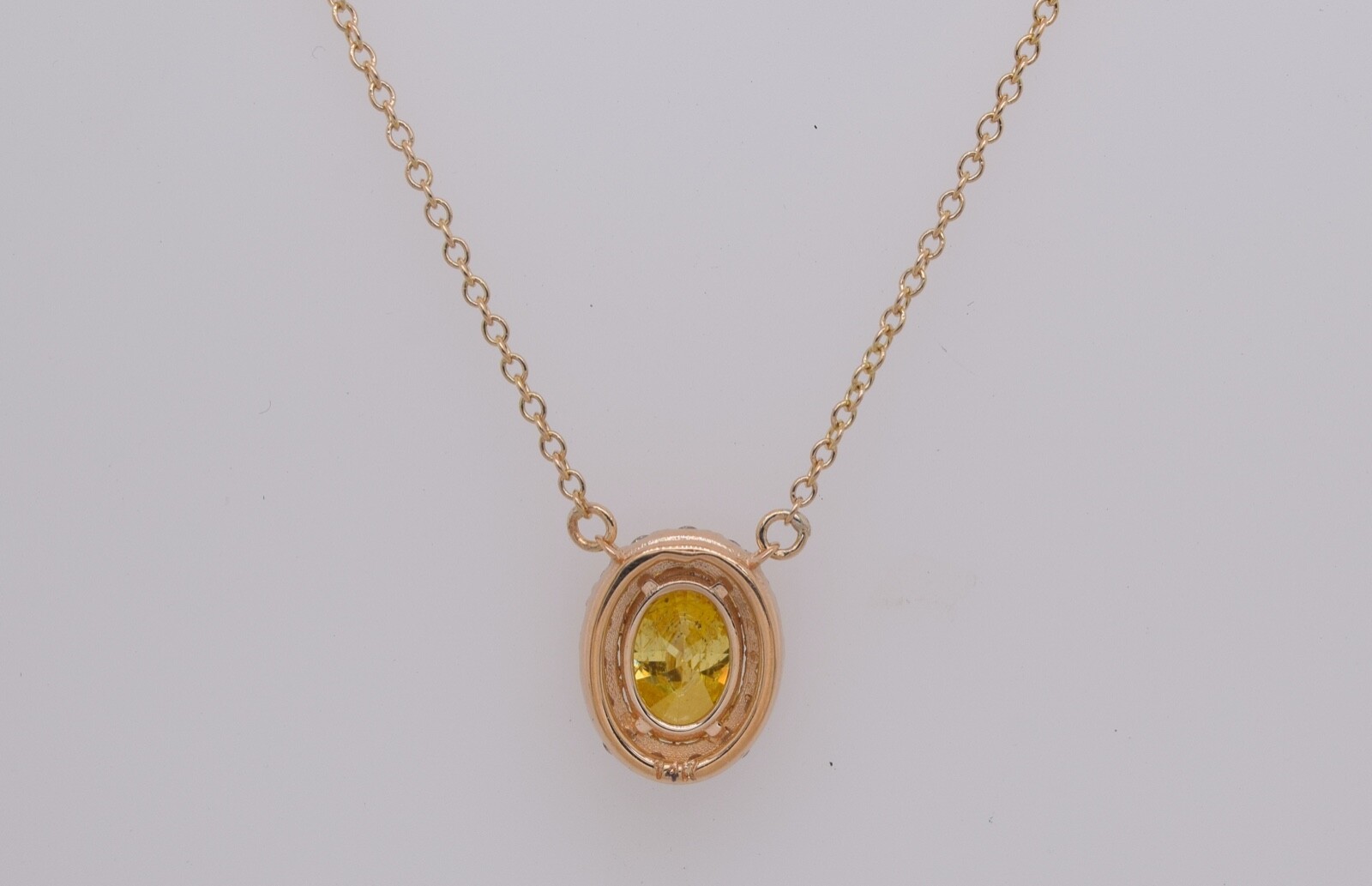 1.50ctw Double Halo Oval Fancy Yellow Diamond Necklace 14K Solid Yellow Gold
