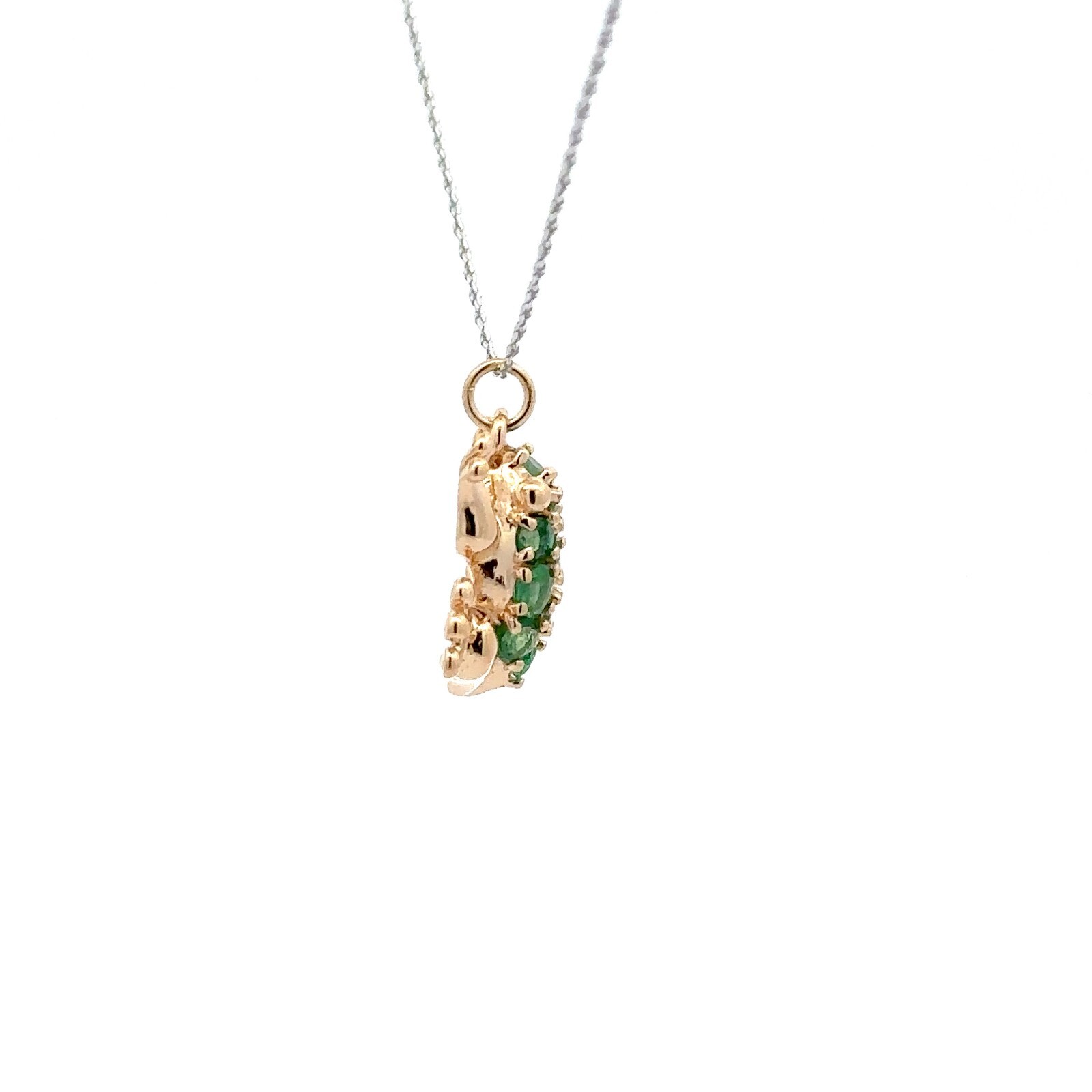 14KT. Yellow Gold And Emerald Frog Charm/Pendant (15 x 16 mm)