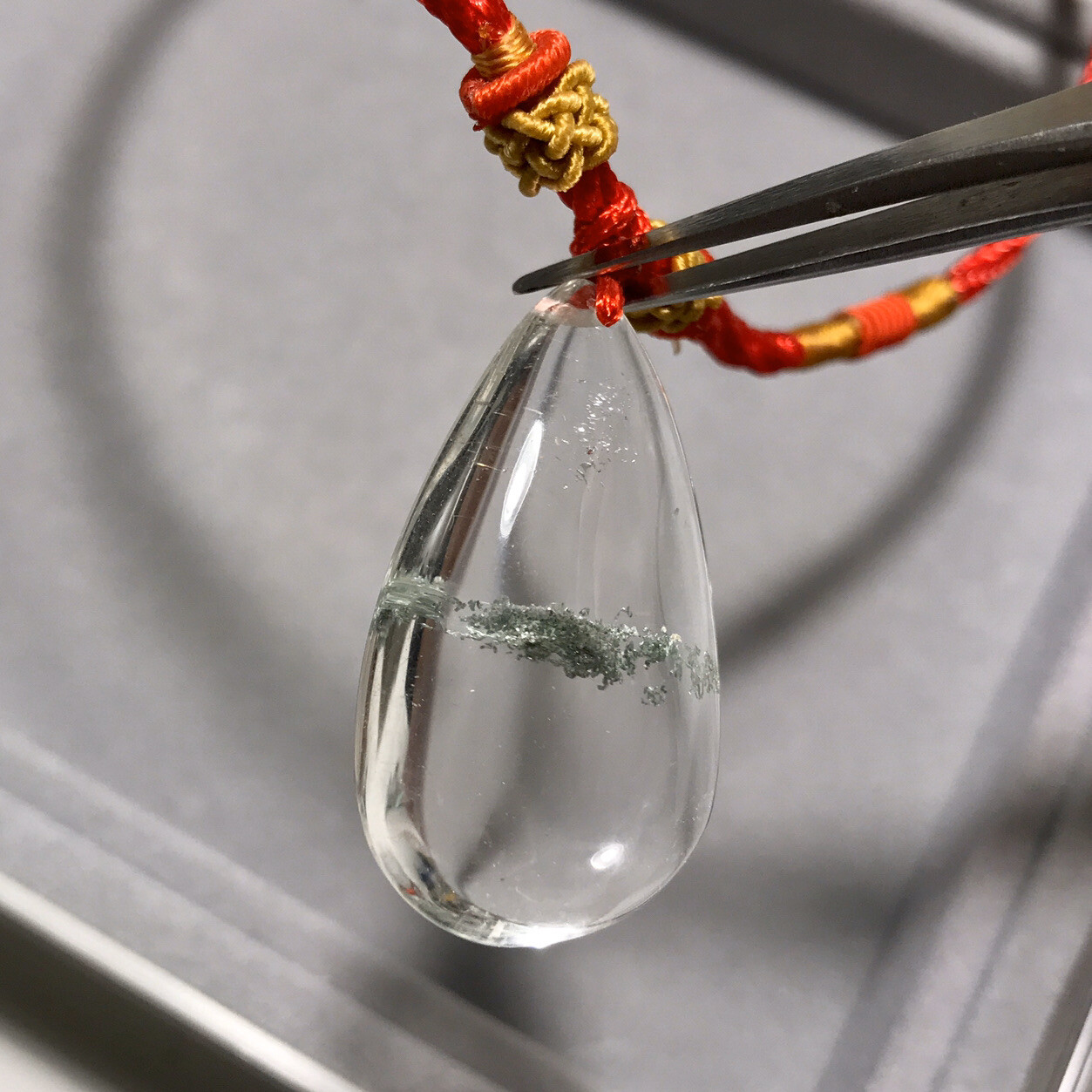 US SELLER Natural Green Phantom Quartz Pendant Teardrop Crystal GEM Necklace