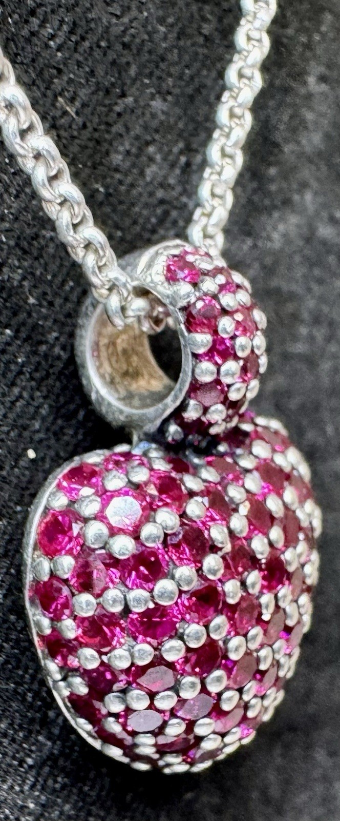 Beautiful Thomas Sabo 925. Sterling Rolo Necklace With Ruby Pave Heart Pendant