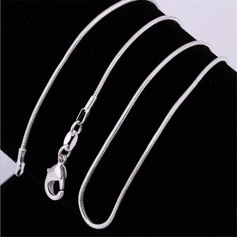 Chain Silver Necklace Rope Sterling Italian 16-30in Unisex Women Stainless Steel