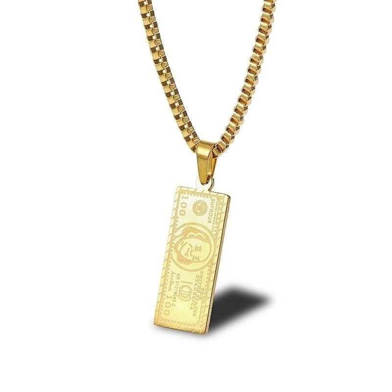 Million Dollar Stainless Steel Gold Plated Pendant Hip Hop Necklace Jewelry Gift