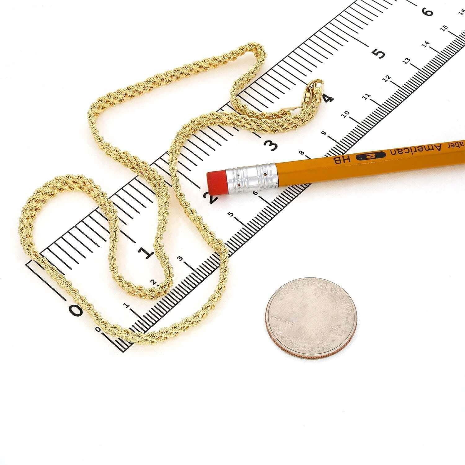 14K Yellow Gold 3-Row 6mm Flat Rope Chain (Hollow) 18″