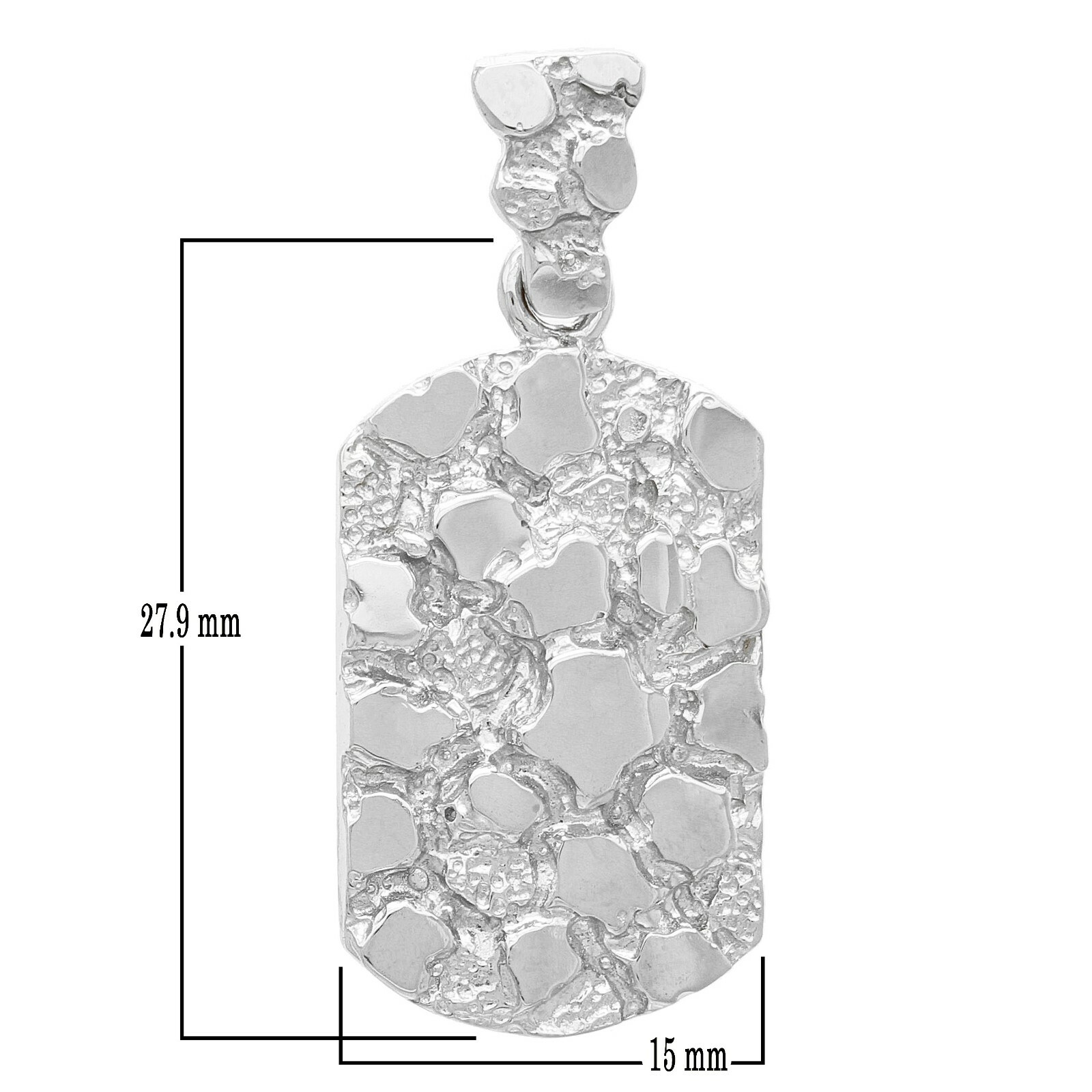 10k White Gold Dog Tag Nugget Charm Pendant 1.35″ 5.7 grams