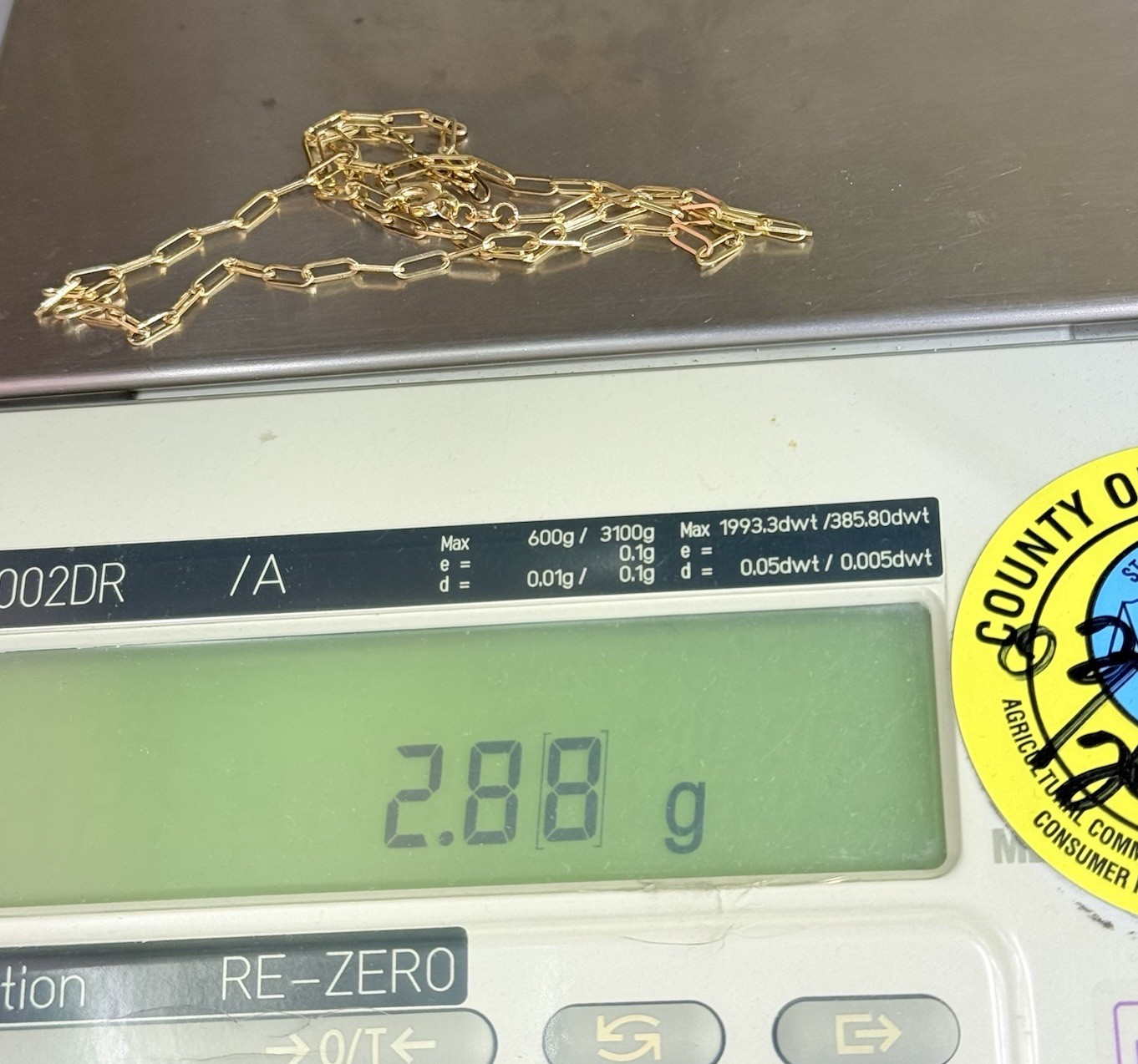 18k Solid Yellow Gold Paper Clip Semi Hollow Chain Necklace. 20”. 2.88 Grams