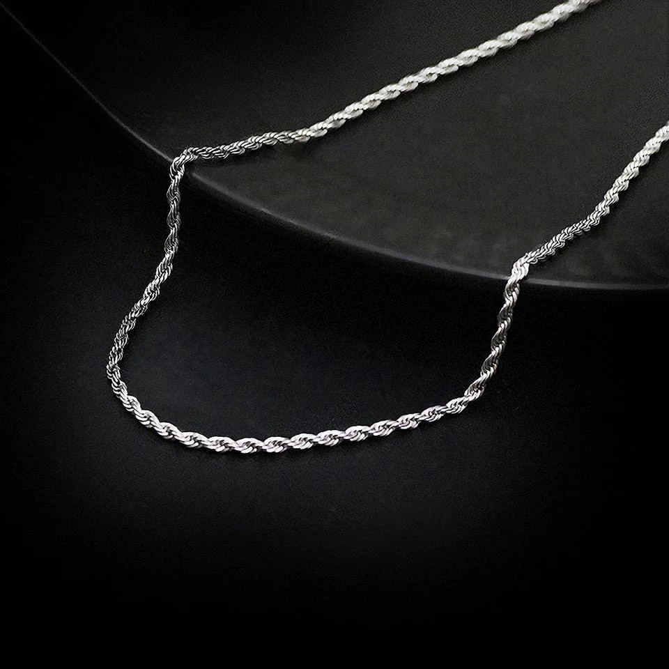 4mm Diamond Cut Solid 925 Sterling Silver Italian Rope Chain Men’s Necklace