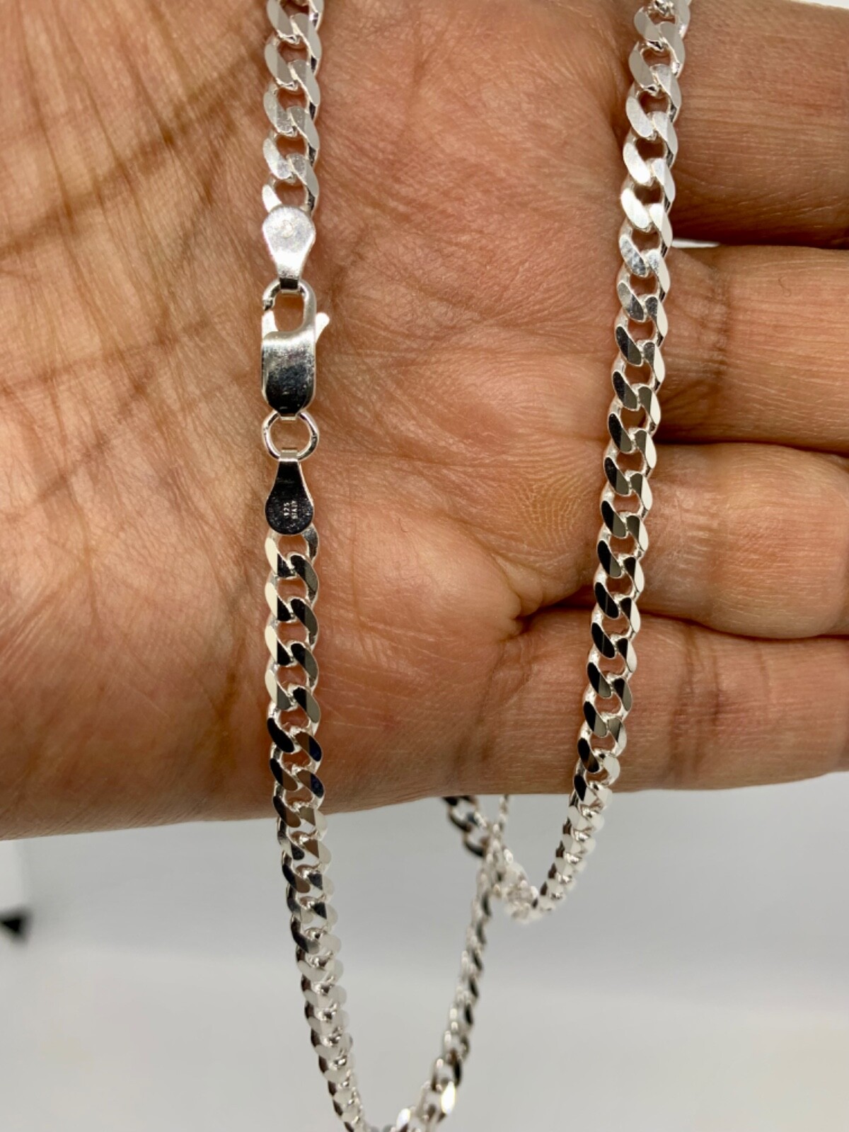 925 Sterling Silver 4.5mm Cuban Link Chain Necklace Men’sWomen’s 16-36″ Italy