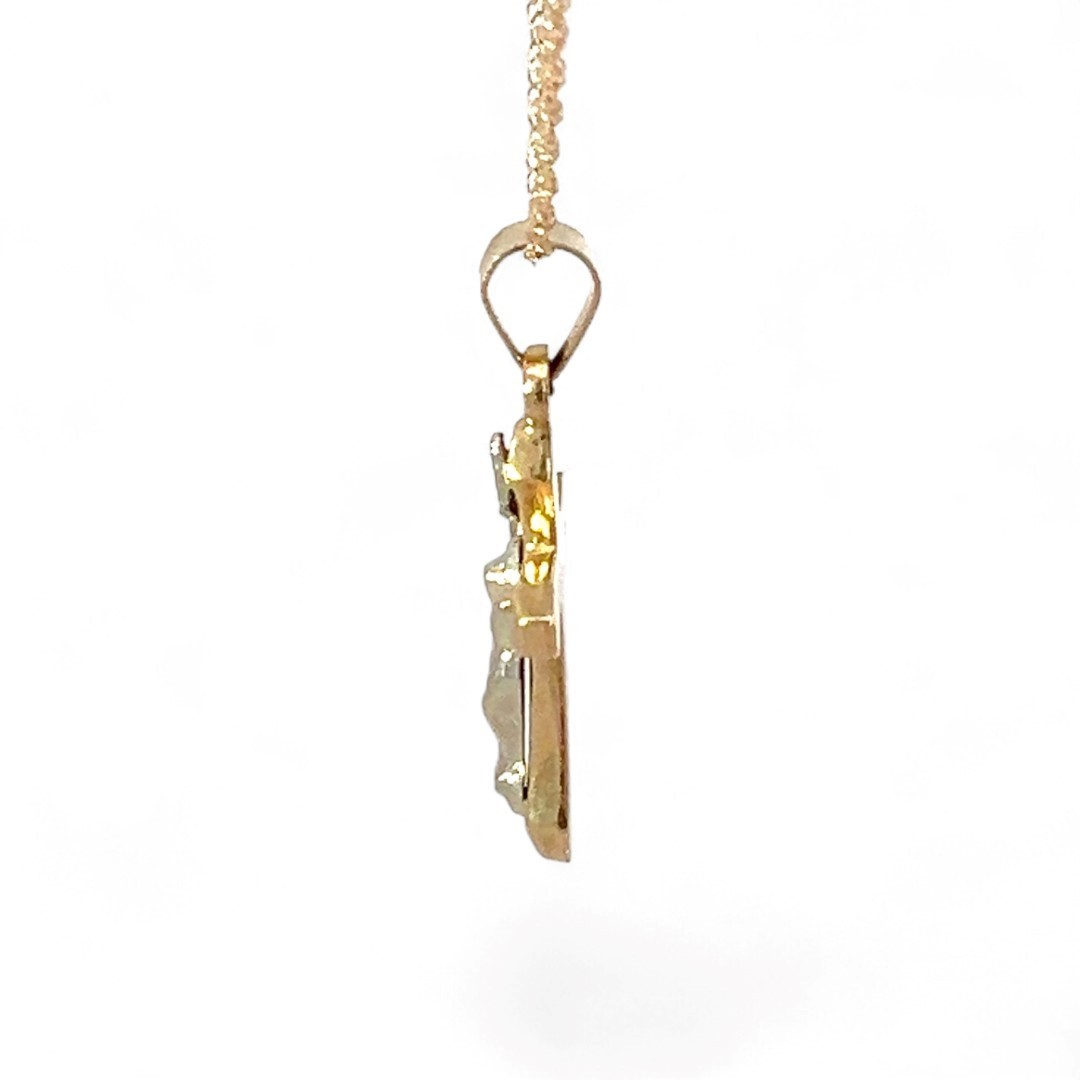 14k Yellow and White Gold 0.75in Crucifix Pendant with Chain 18in (KS1026865)