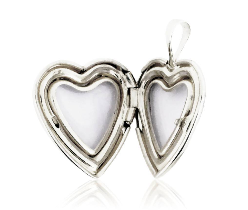 925 Sterling Silver Heart Locket Flower & Butterfly Accents 1 Inch Drop Keepsake
