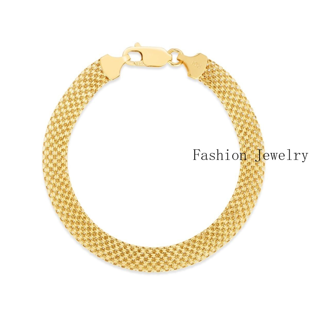 14k Yellow Gold 7.25″ Fashion Bismark Link Chain Bracelet 7MM 3Grams