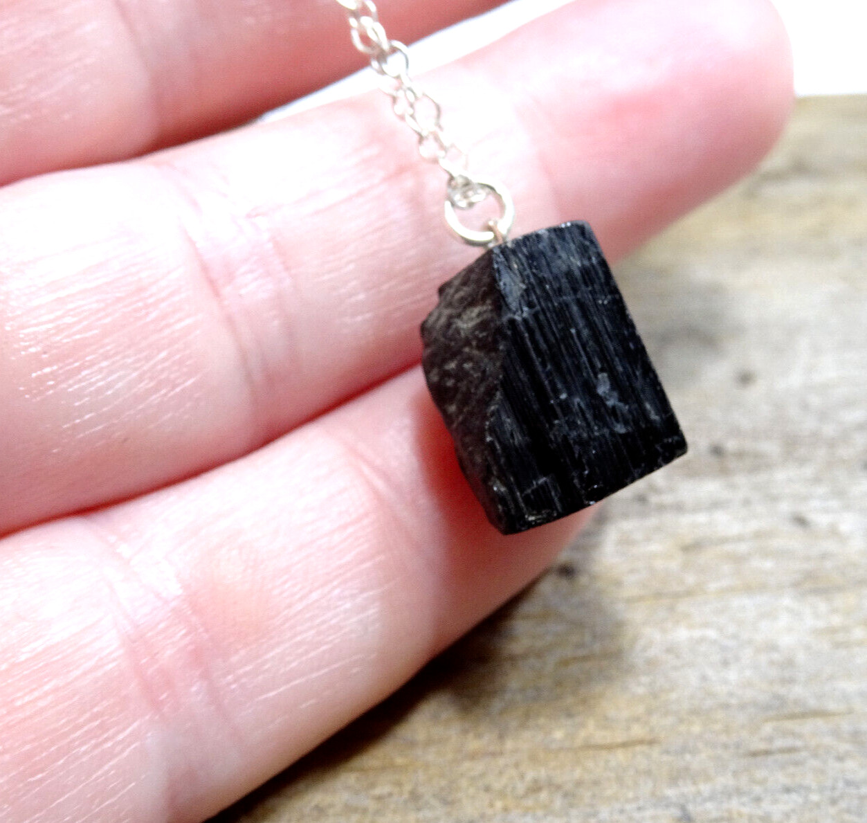 Crystal Raw Black Tourmaline Necklace Root Chakra Jewelry 925 Silver Chain Video