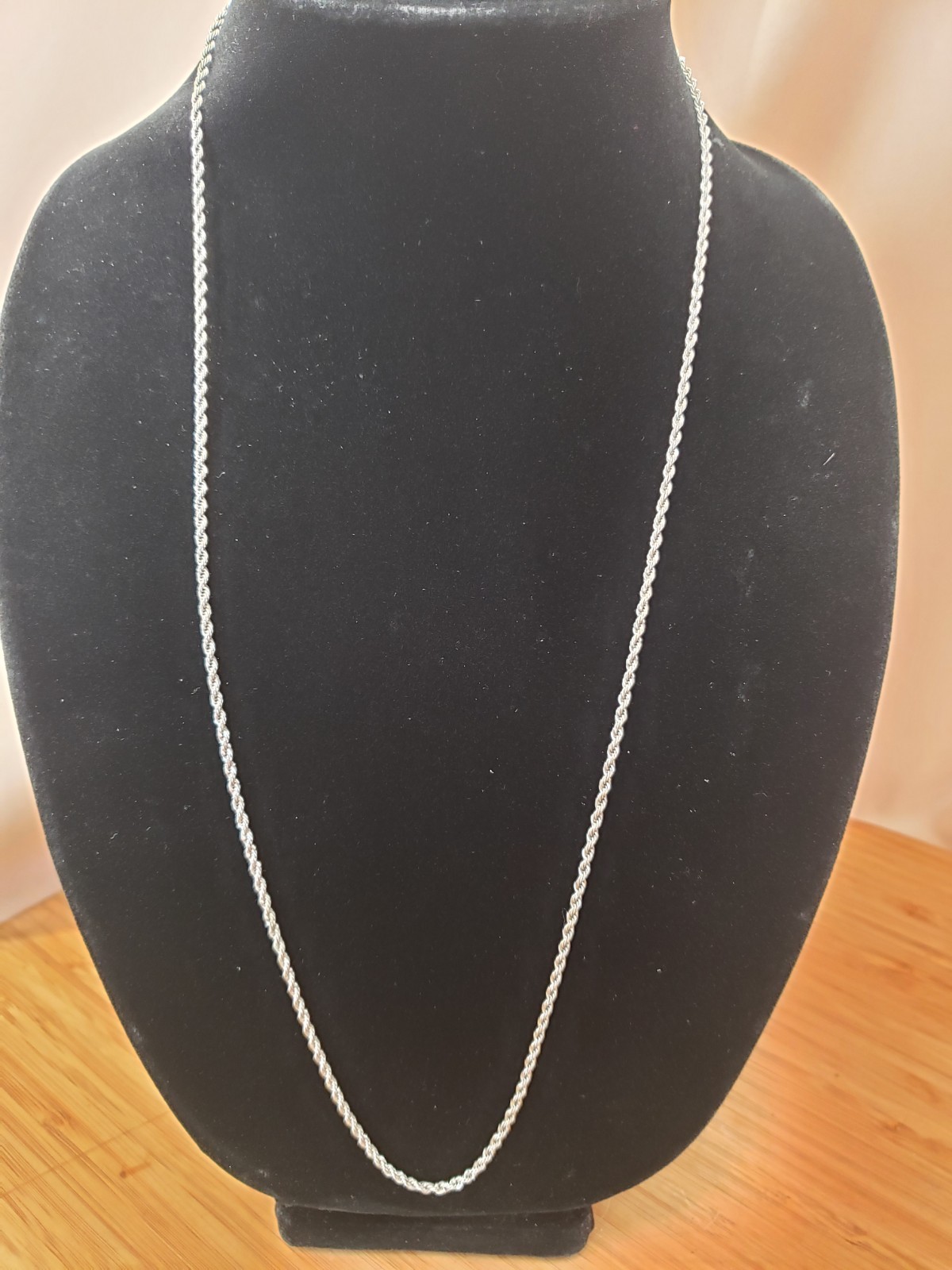 Vintage Sterling Silver Rope Chain Necklace 30″ Long