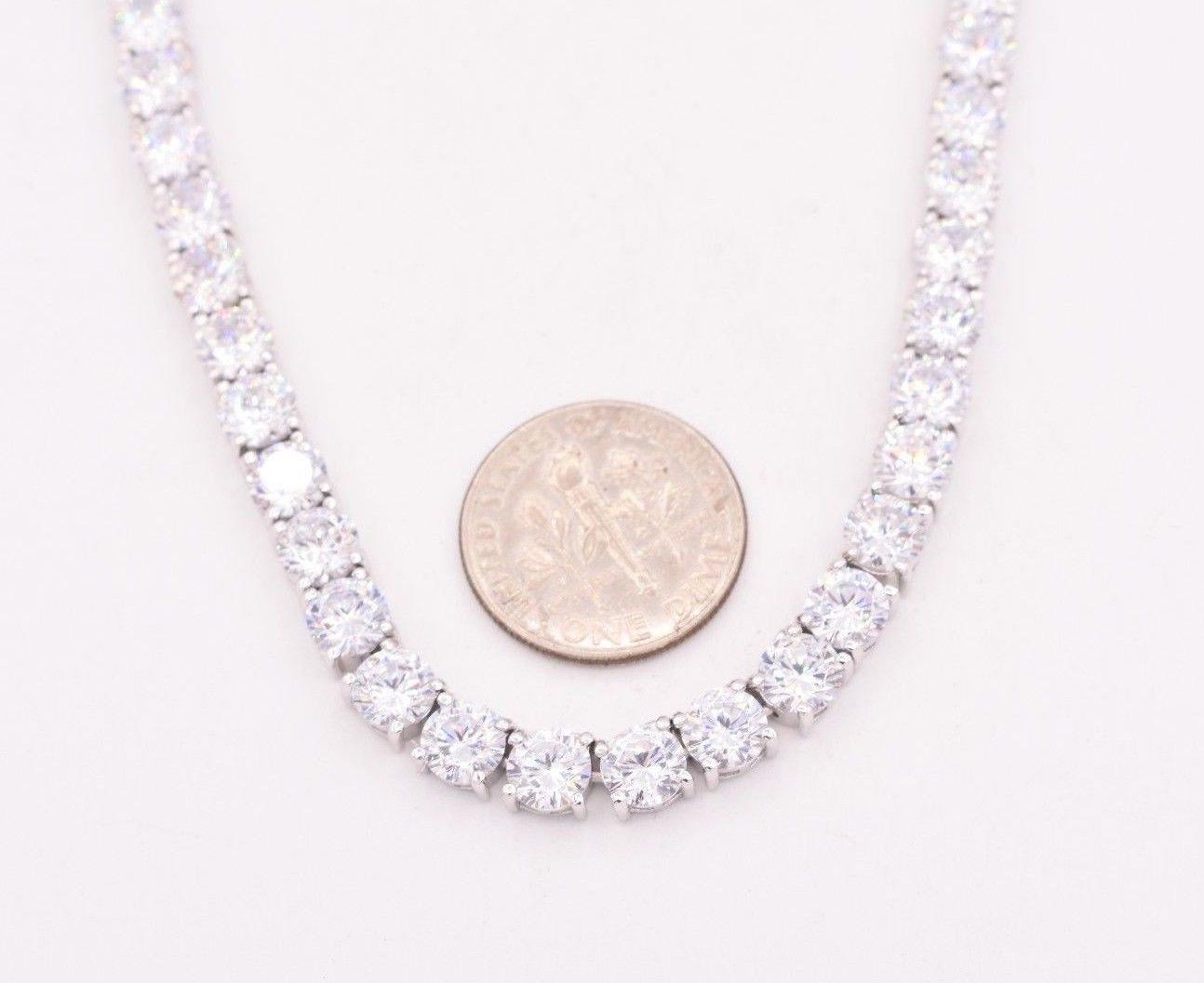5mm Round Cut CZ Tennis Chain Necklace Real Solid Sterling Silver ANTI TARNISH