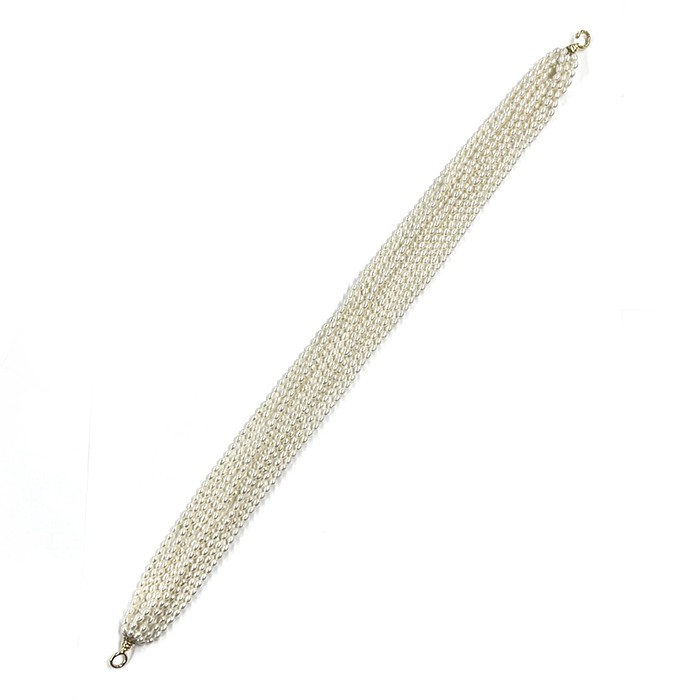 TIFFANY Elsa Peretti 10 Strand Pearl Necklace Yellow Gold 17.3in/44cm