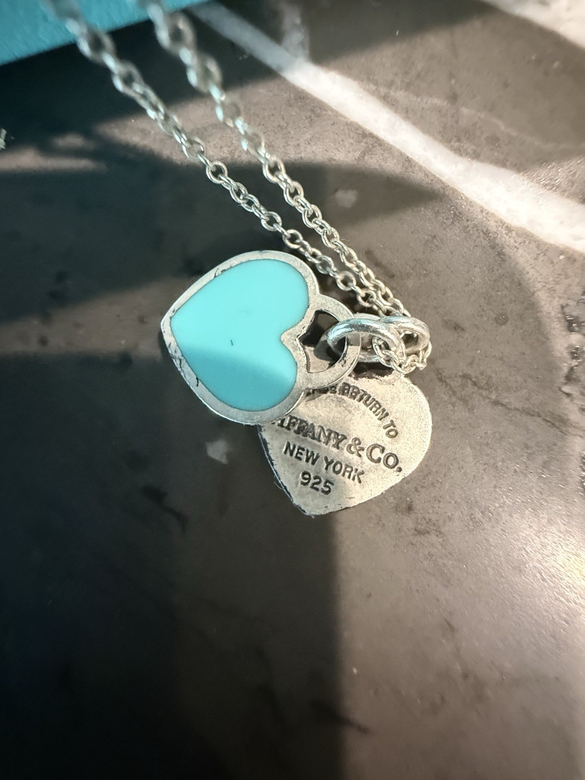 AUTHENTIC Return to Tiffany Double Heart Tag Pendant in Silver, Mini
