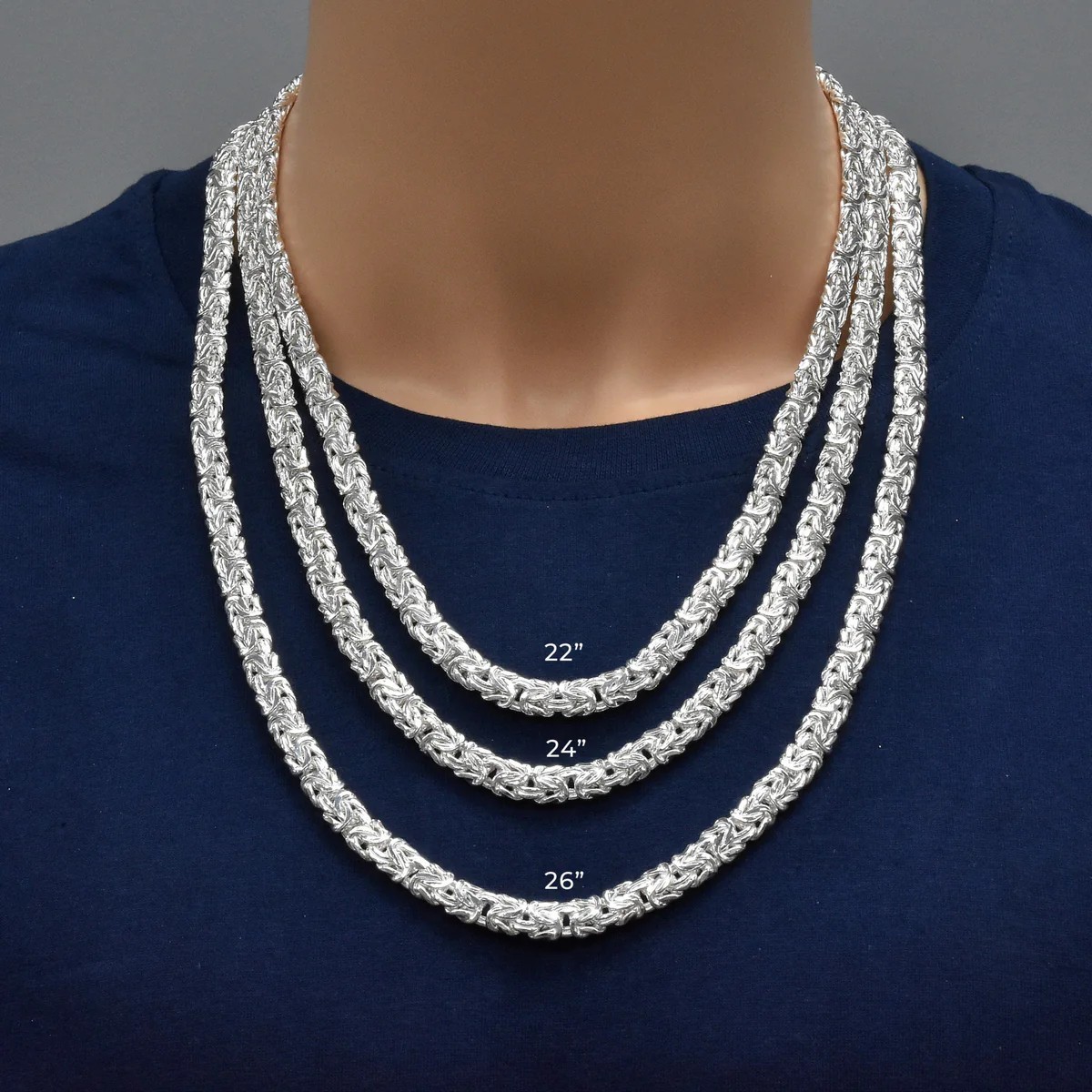 .925 Sterling Silver Anti Tarnish Flat Byzantine 4.2mm-11.1mm Chain Bracelet