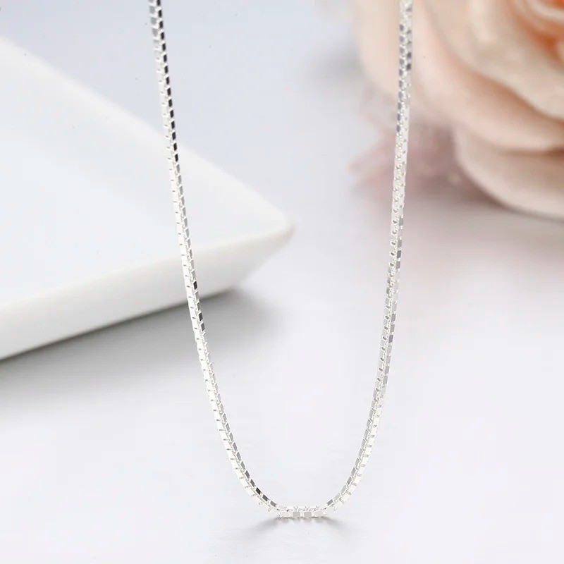 925 Sterling Silver BOX Chain Necklace All Sizes Stamped .925 Italy