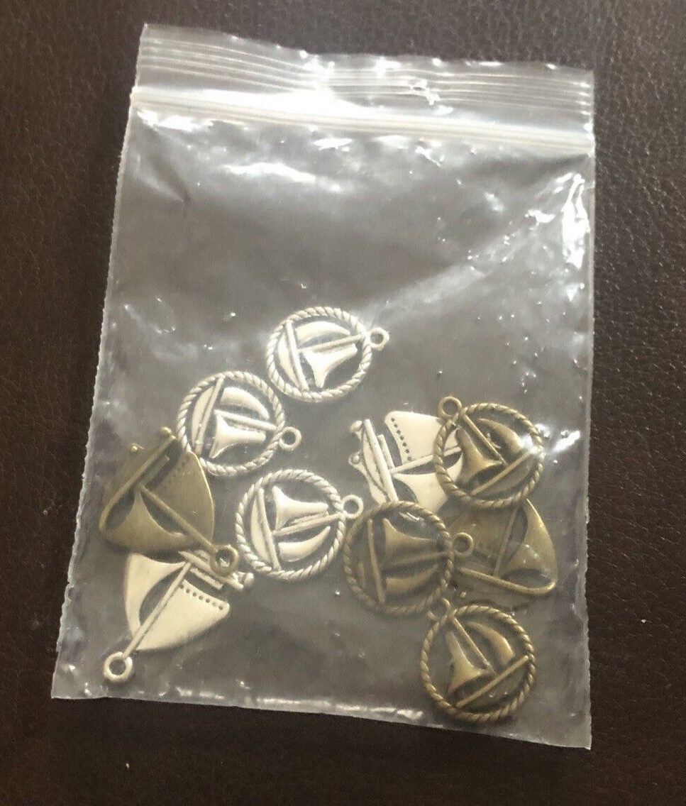 Sailboat Pendants/Charms Metal 1.2″ New 10 pieces Silver & Bronze