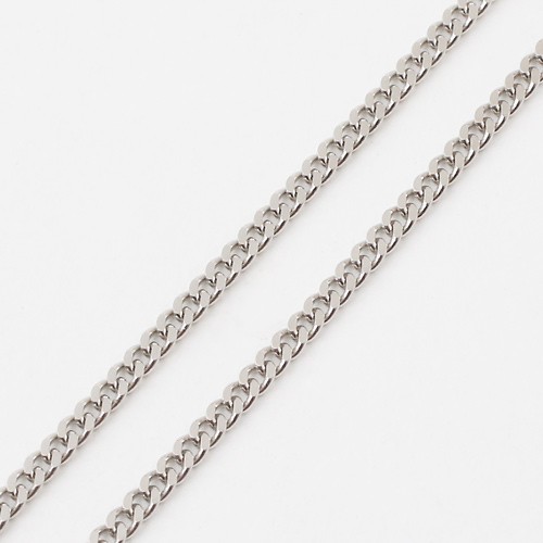 Pt850 Solid Platinum 4.3g 1.2mm 2-Sided Curb Link Chain Necklace 23.5″ MIJapan