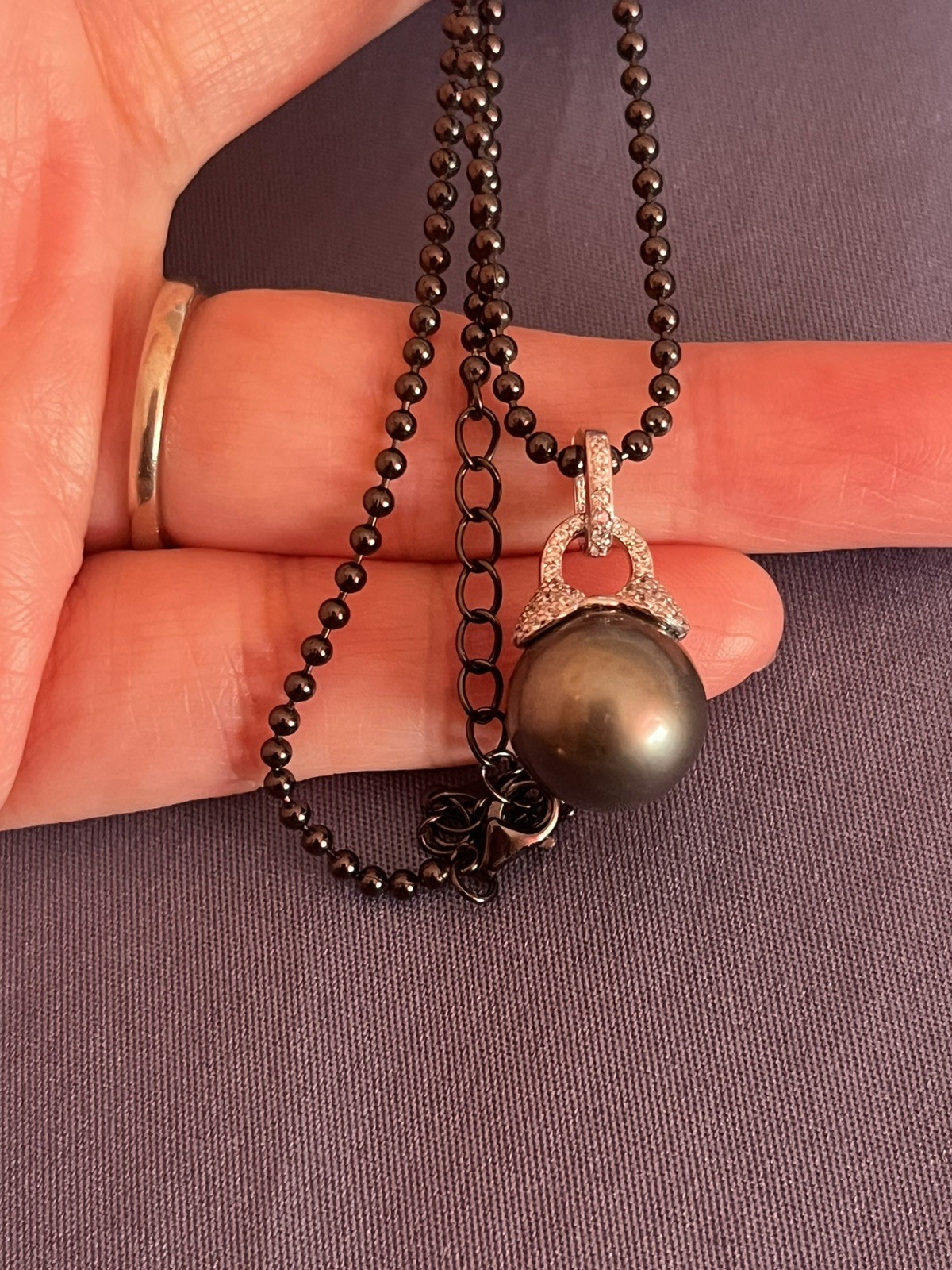 12mm Tahitian Natural South Sea Pearl Pendant Only With S925 opened clasp