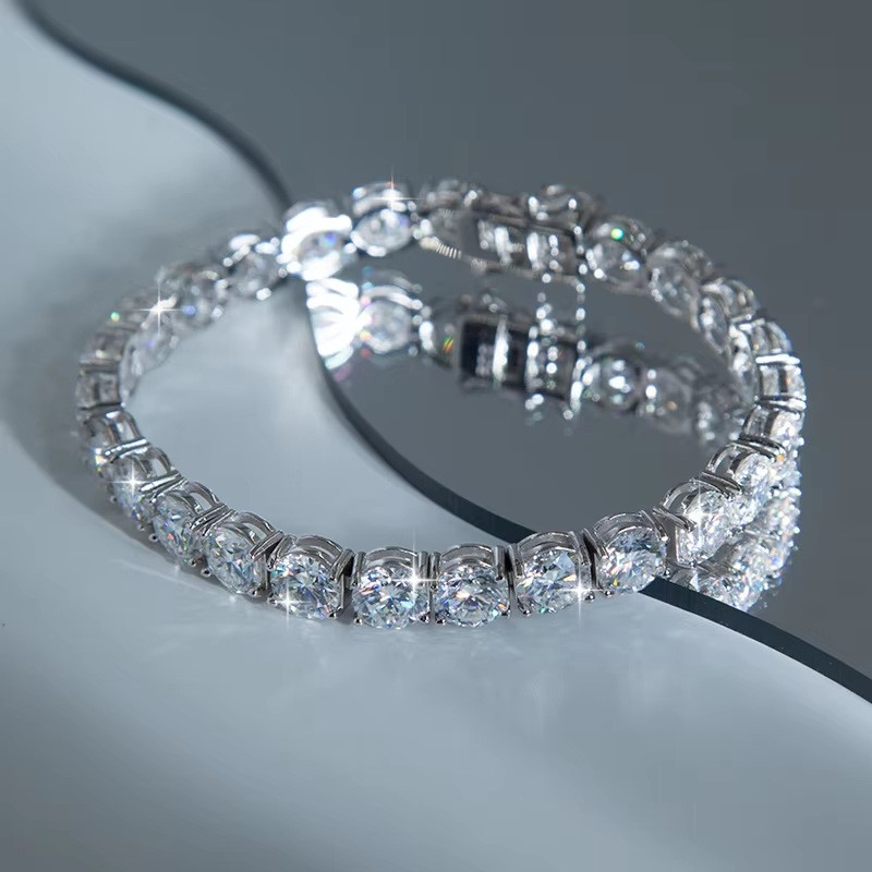 2-6.5mm 16-24″ VVS1 D Moissanite Tennis Chain Necklace 925 Silver Passes Tester
