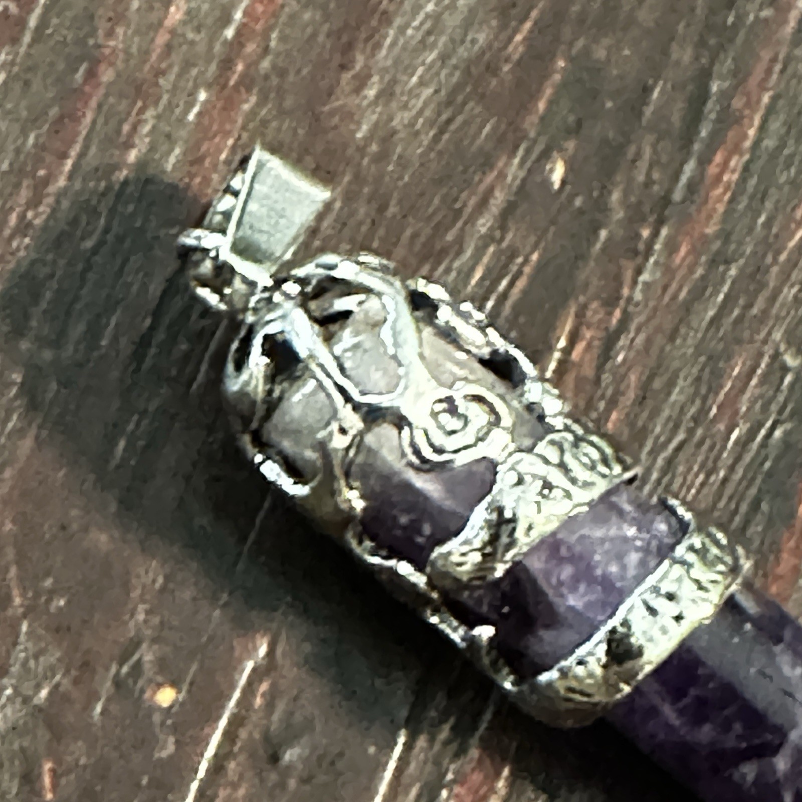Dragon Amethyst Pendant Silver Tone Engraved Metal Pendulum Charms Cylinder