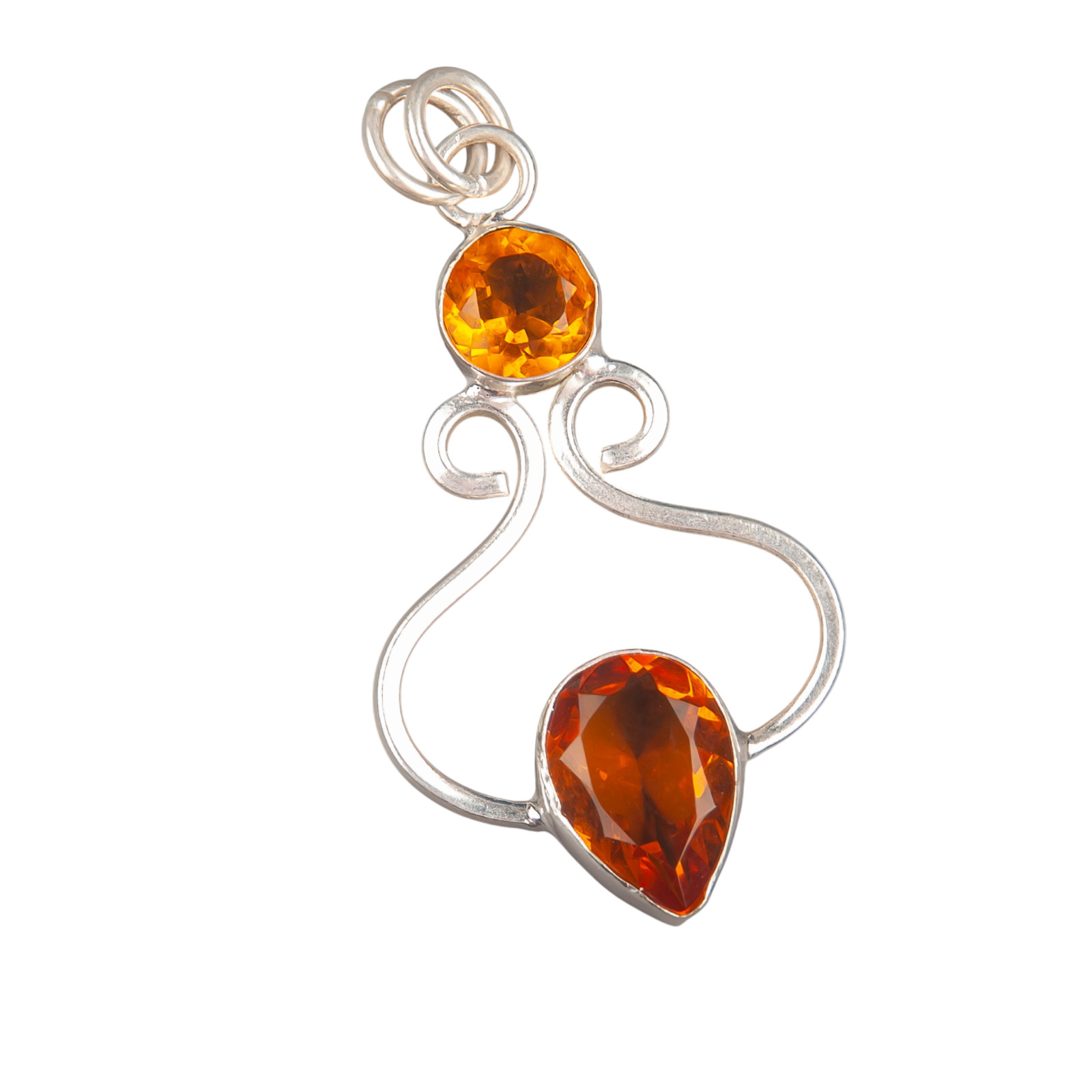 Citrine Gemstone 925 Solid Silver Designer Pendent 1.60″ Gift For Engagement