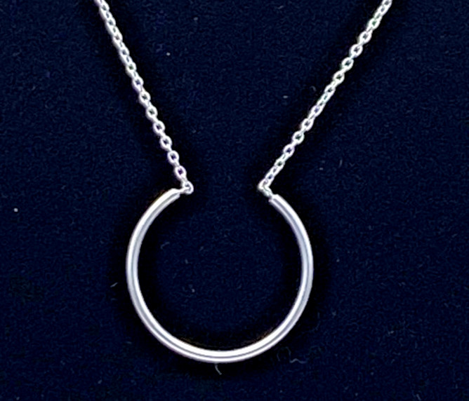 Sterling Silver Open Circle Pendant Necklace 18” + 3” Extender NWT Gift Box
