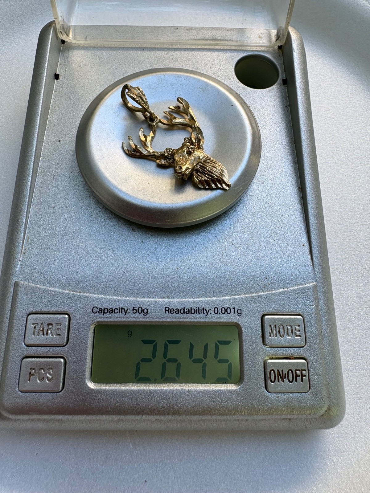 Solid 10k Yellow Gold Polished Deer Head Charm Necklace Pendant 2.65 Gram 1.5”