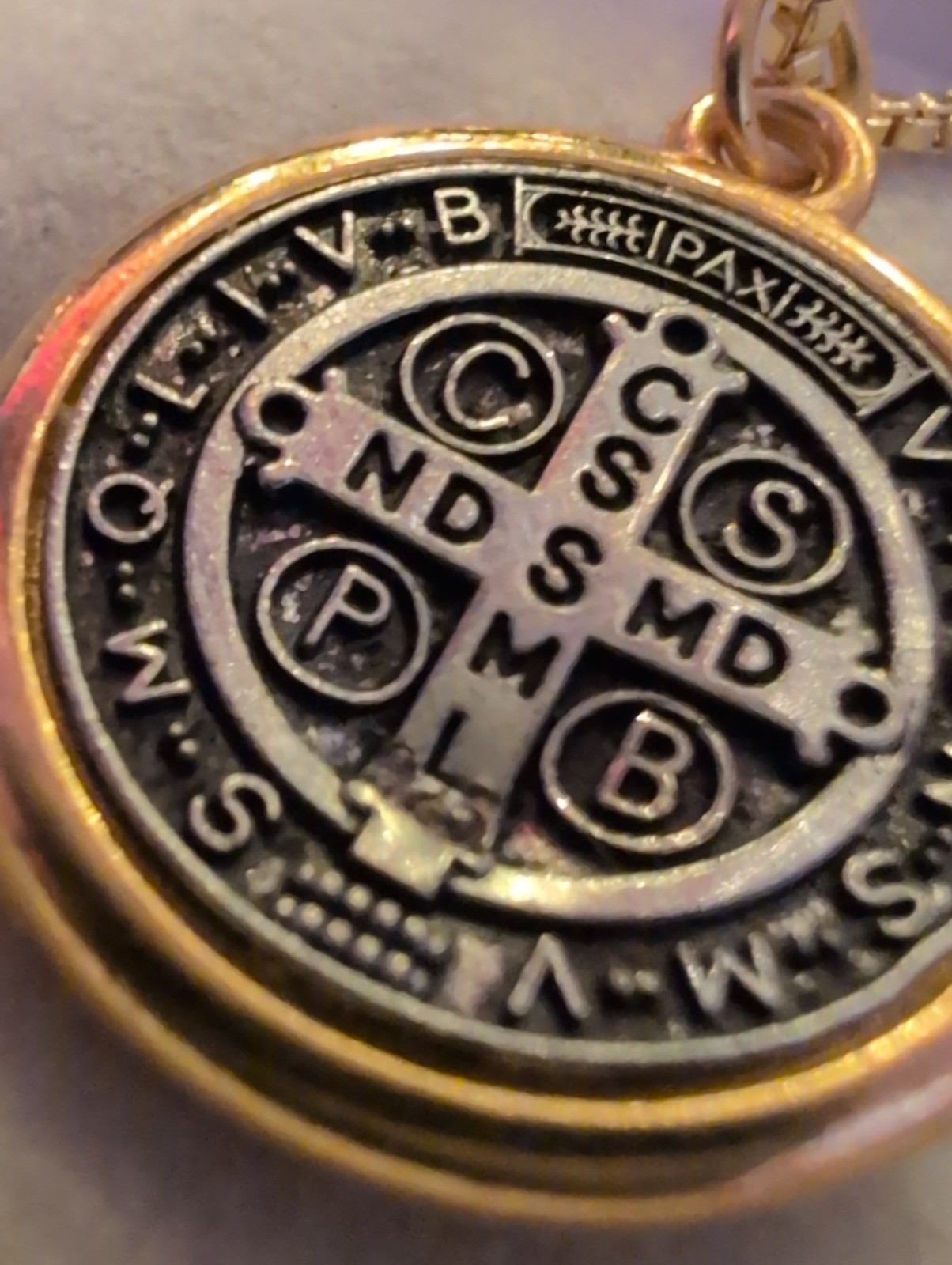 Starline 925 St Benedict’s Medallion 18 Kt Gold Rimmed With 18 GF Necklace