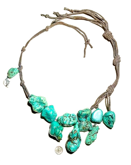 Genuine TURQUOISE Statement HUGE 2″ Raw Nugget TIBETAN 10 oz NECKLACE OOAK