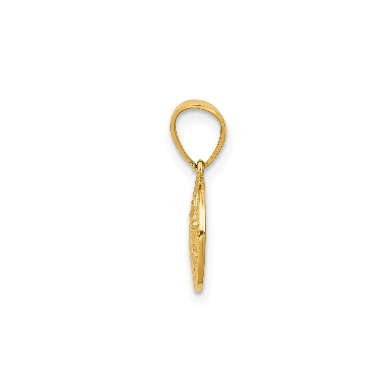 14k Yellow Gold St Benedict Medal Pendant Latin Inscription Christian Charm 10mm